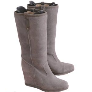 UGG Soleil Shearling Tall Wedge Boot Grey 7